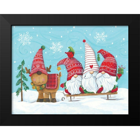Elf Gnome with Lights Black Modern Wood Framed Art Print by Kater, Diane
