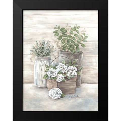 Rose Botanical Black Modern Wood Framed Art Print by Kater, Diane