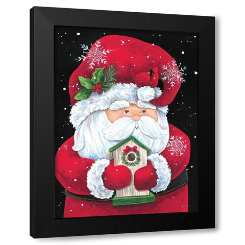 Santa with Birdhouse Black Modern Wood Framed Art Print by Kater, Diane