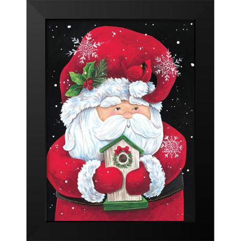 Santa with Birdhouse Black Modern Wood Framed Art Print by Kater, Diane