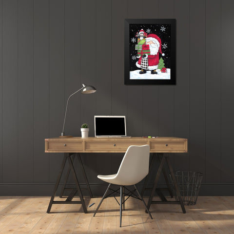 Gifting Santa I Black Modern Wood Framed Art Print by Kater, Diane
