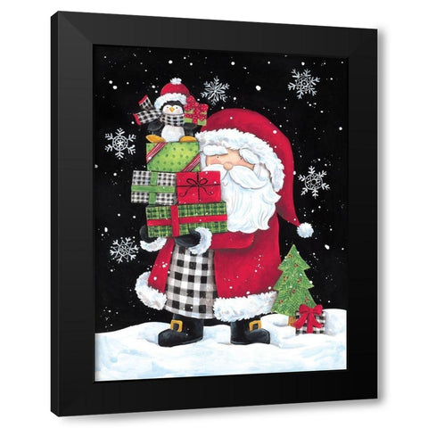 Gifting Santa I Black Modern Wood Framed Art Print by Kater, Diane
