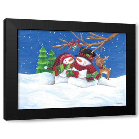 Snow Couple Black Modern Wood Framed Art Print by Kater, Diane