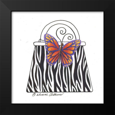 Blue And White China Pots Floral Black Modern Wood Framed Art Print by Kater, Diane