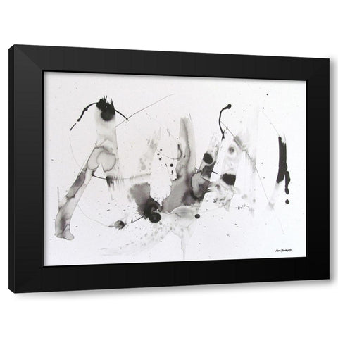 Abstract  Ink   Black Modern Wood Framed Art Print with Double Matting by Thouthip, Anne