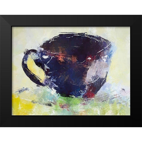 A Cup of Coffee Black Modern Wood Framed Art Print by Thouthip, Anne