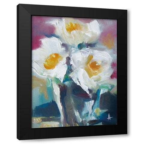 Wild Roses I Black Modern Wood Framed Art Print with Double Matting by Thouthip, Anne