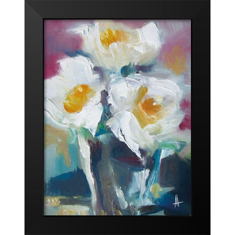 Wild Roses I Black Modern Wood Framed Art Print by Thouthip, Anne