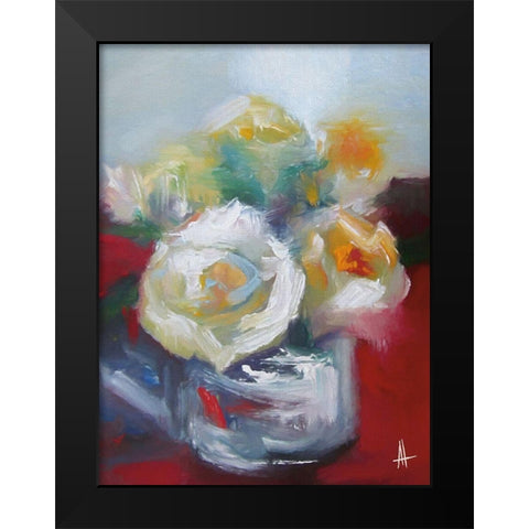 Wild Roses II Black Modern Wood Framed Art Print by Thouthip, Anne