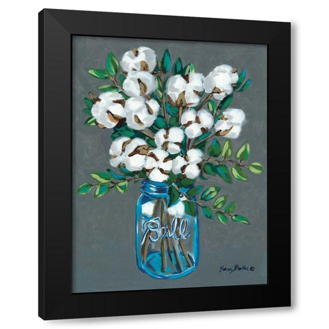 Vintage Blues with Cotton Black Modern Wood Framed Art Print with Double Matting by Baker, Sara