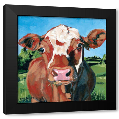 Henry the Hereford Black Modern Wood Framed Art Print by Baker, Sara