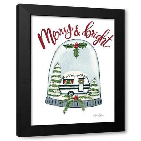 Merry and Bright Camper Black Modern Wood Framed Art Print by Baker, Sara
