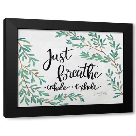 Just Breathe Olive Stems Black Modern Wood Framed Art Print by Ebert, Roey