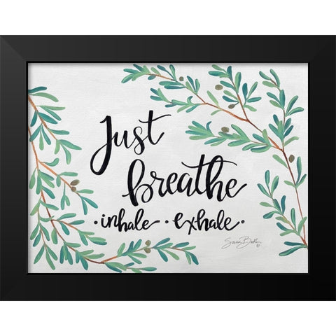 Just Breathe Olive Stems Black Modern Wood Framed Art Print by Ebert, Roey