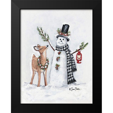 Frosty Friends I Black Modern Wood Framed Art Print by Baker, Sara