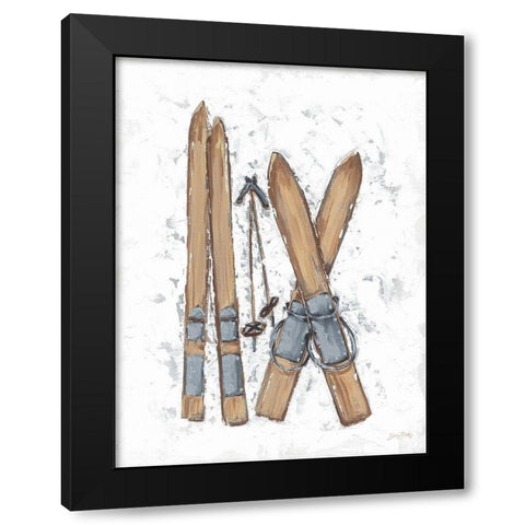 Winter Gear Vintage Ski Black Modern Wood Framed Art Print by Baker, Sara