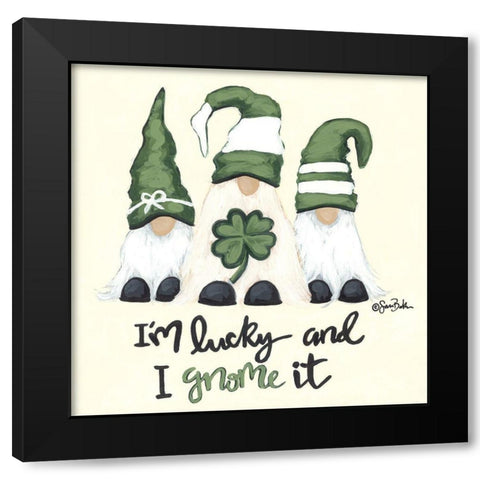 Lucky Gnomes Black Modern Wood Framed Art Print by Baker, Sara