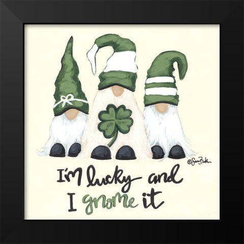 Lucky Gnomes Black Modern Wood Framed Art Print by Baker, Sara