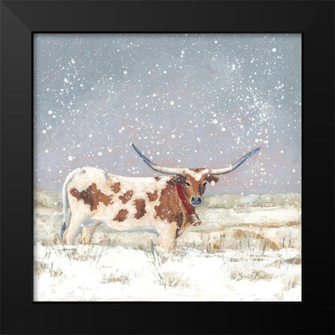 Longhorn Holiday   Black Modern Wood Framed Art Print by Baker, Sara