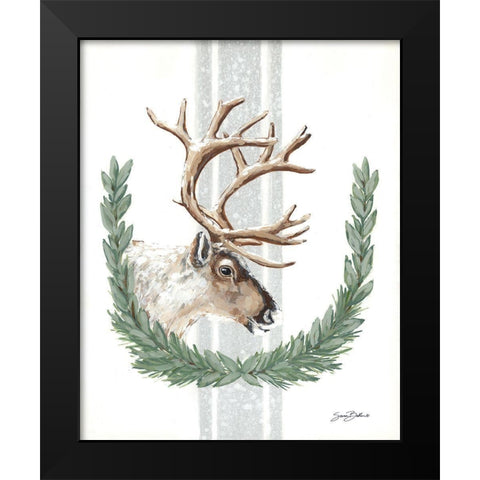Arctic Winter Reindeer   Black Modern Wood Framed Art Print by Baker, Sara