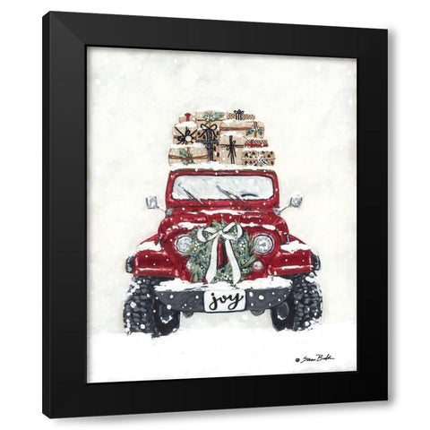 Snow Day Delivery Black Modern Wood Framed Art Print by Baker, Sara