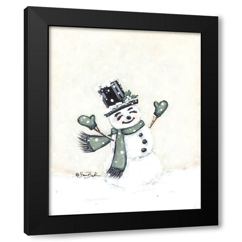 Jolly Green Snowman Black Modern Wood Framed Art Print by Baker, Sara