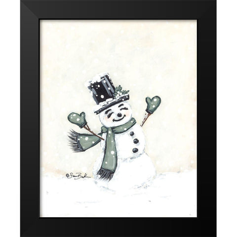 Jolly Green Snowman Black Modern Wood Framed Art Print by Baker, Sara