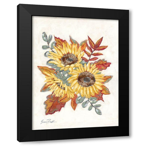 Sunflower Fall Foliage Black Modern Wood Framed Art Print by Baker, Sara
