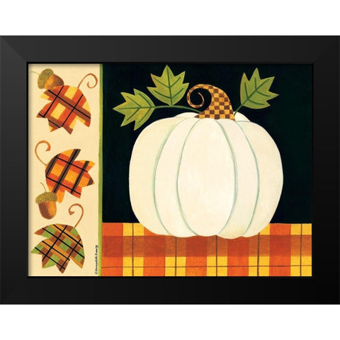 White Pumpkin, Leaves and Acorns Black Modern Wood Framed Art Print by Deming, Bernadette