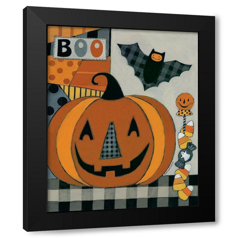 Boo Jack Olantern Black Modern Wood Framed Art Print by Deming, Bernadette