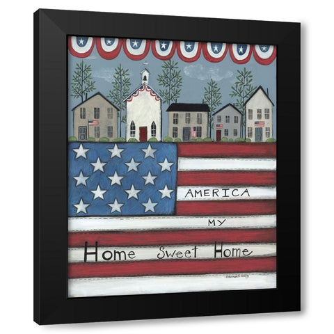 America My Home Sweet Home Black Modern Wood Framed Art Print by Deming, Bernadette