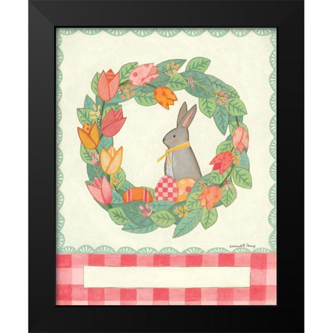 Easter Wreath Black Modern Wood Framed Art Print by Deming, Bernadette