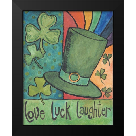 Love-Luck-Laughter Black Modern Wood Framed Art Print by Deming, Bernadette