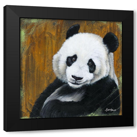 Panda Smile   Black Modern Wood Framed Art Print with Double Matting by Hallowell, Britt