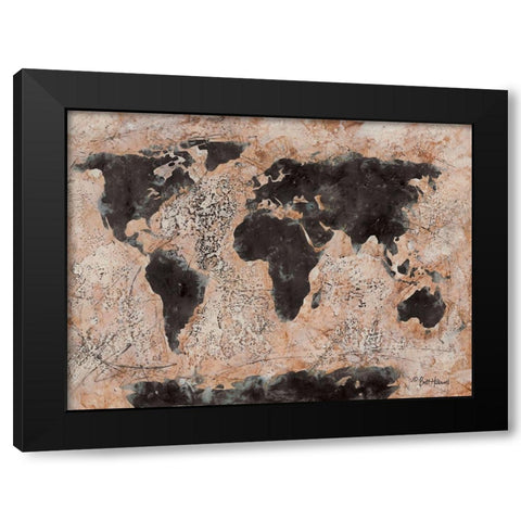 Old World Map Black Modern Wood Framed Art Print by Hallowell, Britt