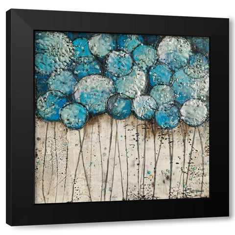 Bubble Trees in Blue Black Modern Wood Framed Art Print by Hallowell, Britt