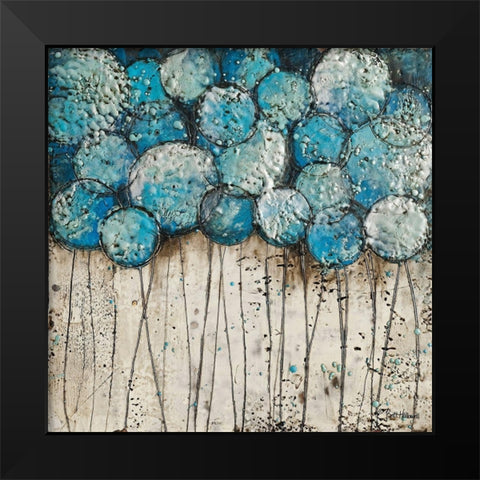 Bubble Trees in Blue Black Modern Wood Framed Art Print by Hallowell, Britt