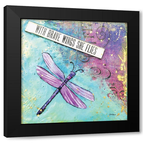 With Brave Wings She Flies  Black Modern Wood Framed Art Print by Hallowell, Brit