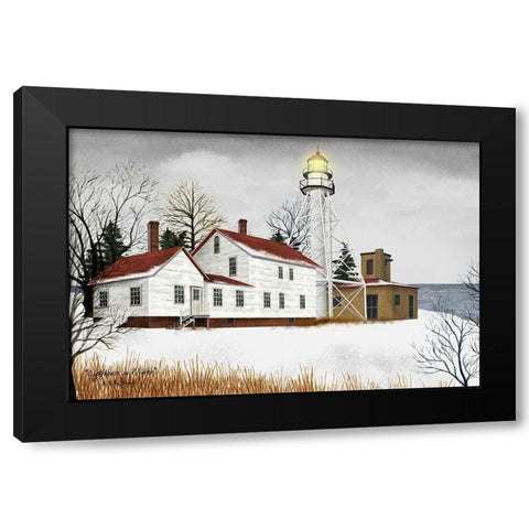 Lighthouse in Winter          Black Modern Wood Framed Art Print by Jacobs, Billy