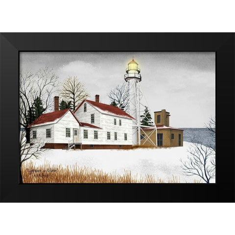 Lighthouse in Winter          Black Modern Wood Framed Art Print by Jacobs, Billy