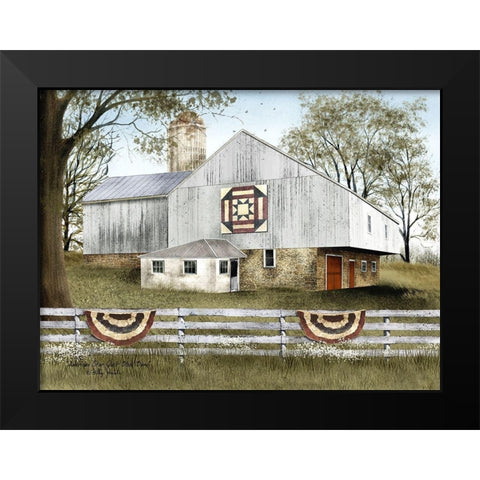 American Star Quilt Block Barn    Black Modern Wood Framed Art Print by Jacobs, Billy