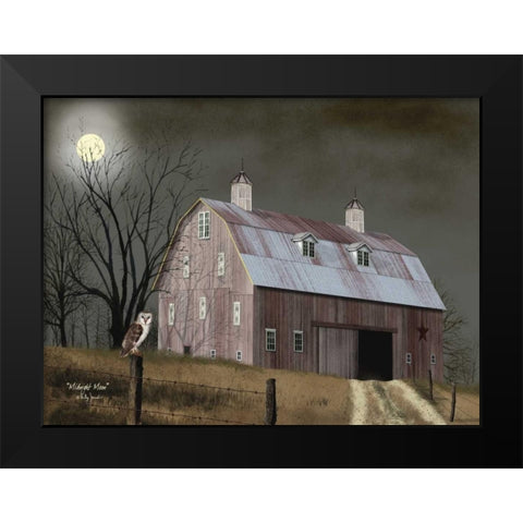 Midnight Moon Black Modern Wood Framed Art Print by Jacobs, Billy