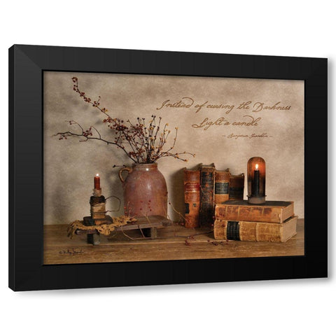 Light a Candle Black Modern Wood Framed Art Print by Jacobs, Billy