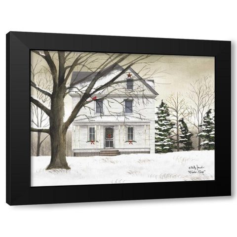Winter Porch Black Modern Wood Framed Art Print by Jacobs, Billy