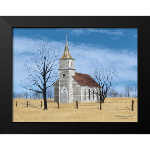 Little Church on the Prairie Black Modern Wood Framed Art Print by Jacobs, Billy