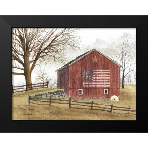 Flag Barn Black Modern Wood Framed Art Print by Jacobs, Billy