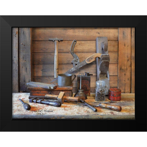 Grand Dads Work Bench Black Modern Wood Framed Art Print by Jacobs, Billy