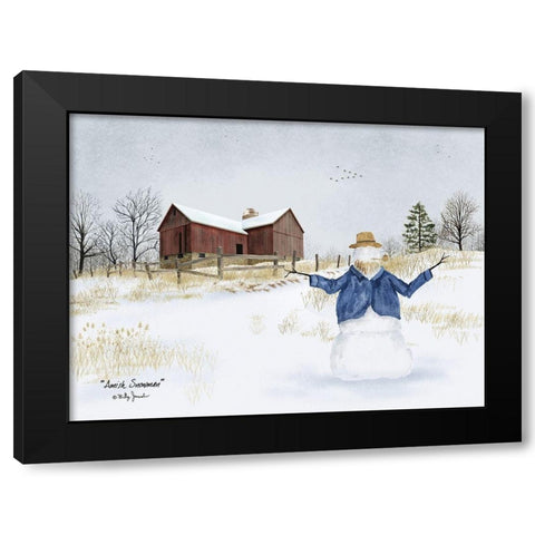 Amish Snowman Black Modern Wood Framed Art Print by Jacobs, Billy