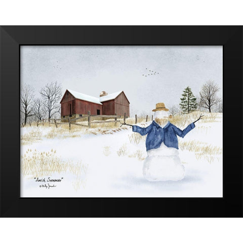Amish Snowman Black Modern Wood Framed Art Print by Jacobs, Billy
