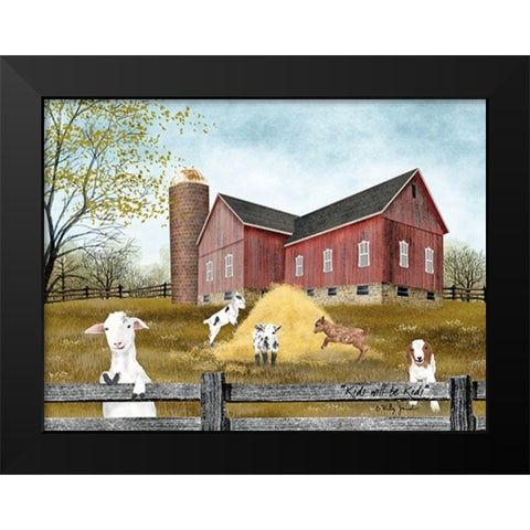 Kids Will be Kids Black Modern Wood Framed Art Print by Jacobs, Billy